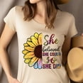 thumbnail image 4 of She Believed She Could So She Did T-Shirt | Colorful Inspirational Sunflower Tee, Gold, Size XL, 4 of 6