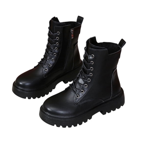 POROPL Boots for Women,Ankle Boots Lace Up Chunky Combat Boots with Side Zipper Round Toe Booties