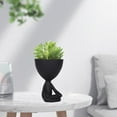 thumbnail image 3 of Maceta humanoide de resina, adorno para maceta, adorable para decoración de mesa. Negro de piernas cruzadas, 3 of 6