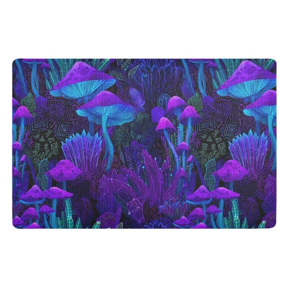 Yayeee Doormat for Inside 20"x32" Absorbent Low-Profile Washable Non-Slip Rubber Backed Entryway Rug, Night Mushrooms Pattern