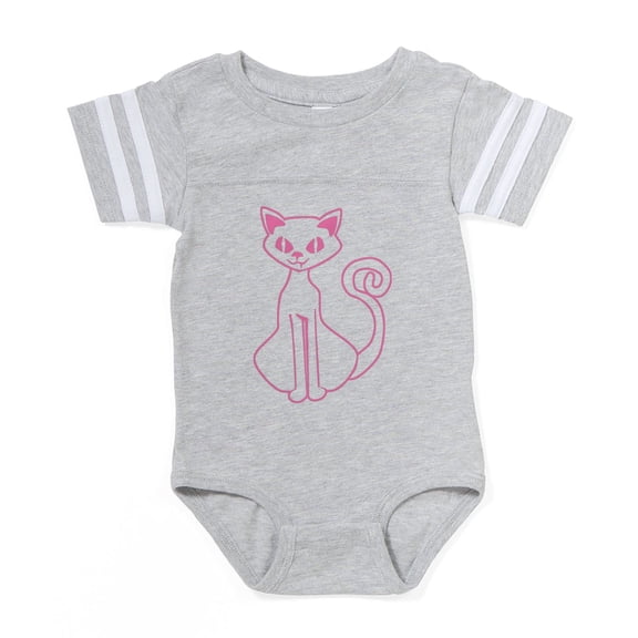 CafePress - Pink Outline Kitty - Cute Infant Baby Football Bodysuit