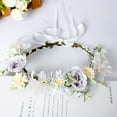 thumbnail image 1 of Fairy Women Floral Halo Boho Flower Headband Floral Crown Headpiece Hair Wreath with Ribbon Wedding Party Prom Photos Festival, 1 of 2