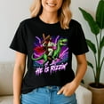 thumbnail image 2 of Retro Jesus Christian He Is Rizzin Shirt, Riding TRex Dinosaur Tee, 2 of 5