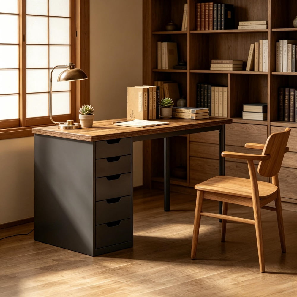 Modern Office Desk, Sturdy Metal Frame Computer Desk, Simple Writing Workstation, Spacious Desktop Multipurpose Study Laptop Table for Home Office, Bedroom, Study Room