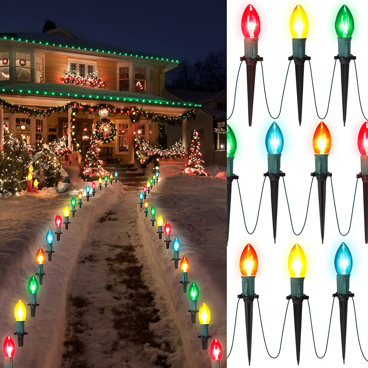 Christmas Lights Outdoor Pathway Marker String Lights 30.75FT C9