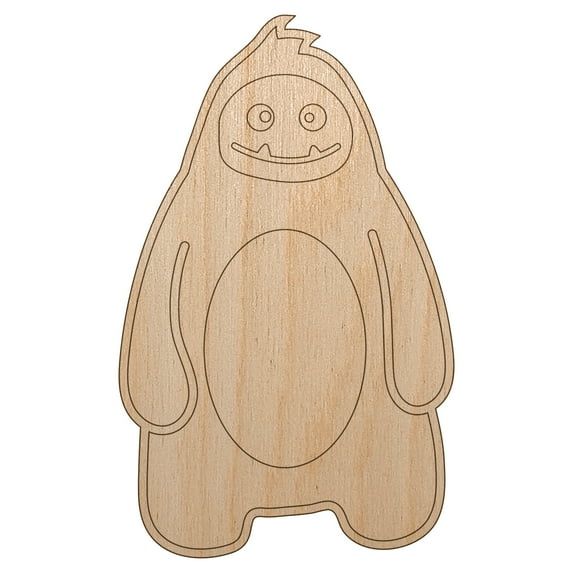 Sweet Yeti Abominable Snowman Wood Shape Unfinished Piece Cutout Craft DIY Projects - 6.25 Inch Size - 1/4 Inch Thick