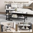 thumbnail image 6 of Gymax Nesting Coffee Table Set of 2 Faux Marble Top Detachable w/ Storage Shelf Black, 6 of 10