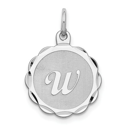 Diamond2Deal 925 Sterling Silver Brocaded Letter W Initial Pendant for Women (L- 0.87 in, W-0.63 in)