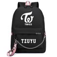 thumbnail image 3 of Mochila con estampado de la banda coreana TWICE, mochila de lona para mujer, mochila femenina con carga USB para ordenador portátil, mochila para mujer, 3 of 5