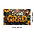 thumbnail image 3 of Congrats Grad Banner Sunflower Decor Backdrop Graduation Party Decoration Background Props Indoor Outdoor Celebration Removable Easy Setup, 3 of 4