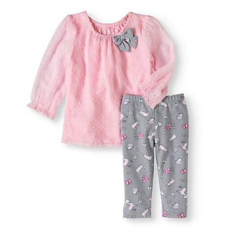 Newborn Baby Girl Chiffon Tunic and Legging Outfit Set