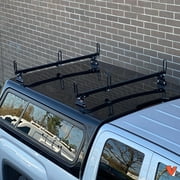 Vantech Heavy Duty 2 Bar Ladder Roof Rack Fits: Truck Toppers/Camper Shell (Black)