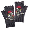 thumbnail image 6 of Women Gloves Winter Warmth Crochet Mittens Handmade Knitted Fingerless with Floral Embroidery Design for, 6 of 6