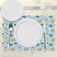 thumbnail image 3 of Ambesonne Nautical Place Mats Set of 4, Anchor Wheel Starfish, Standard Size, Blue and Apricot, 3 of 6