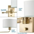 thumbnail image 2 of Carrick Collection One-Light Vintage Brass Summer Linen Shade Transitional Wall Light, 2 of 7