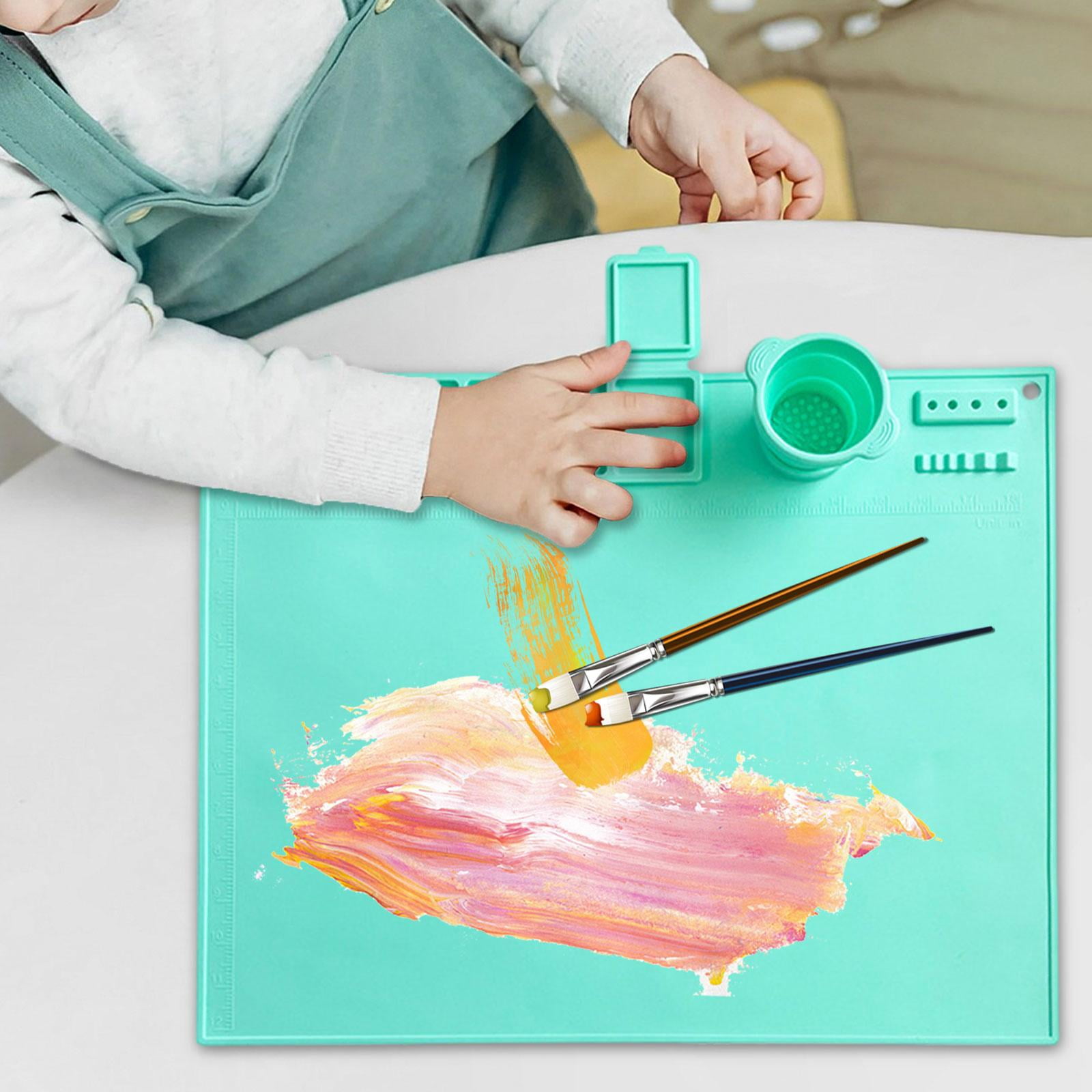 perfeclan Silicone Craft Mat Silicone Painting Mat Nonslip Counter Pad Silicone Mat for Resin Casting Table Protector for Kids Painting Green
