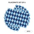 thumbnail image 2 of Placemats Set Of 4 / 6, Blue Squares Placemats For Dining Table Indoor/Outdoors Heat Resistant Washable Placemats 18" X 12", 2 of 8