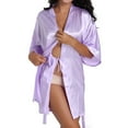thumbnail image 4 of Tqcoqu Women Hot Fix Casual Solid Color Simulated Silk Home Clothing Robes, 4 of 5