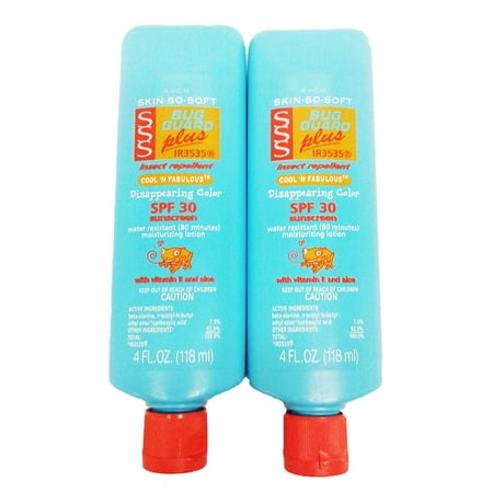 Jewelers Skin Guard - Avon Skin So Soft Bug Guard Plus SPF 30 Cool 'n Fabulous Disappearing Color Lotion 2PK.of 4oz./118ml Avon