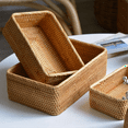 thumbnail image 5 of Hand-Woven Rattan Wicker Basket Fruit Tea Snack Bread Basket Cosmetic Rectangular Storage Box Household Kitchen Supplies S, 5 of 8