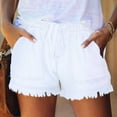 thumbnail image 3 of Women'S Summer Mid Waist Elastic Denim Shorts Stretchy Short Casual Hot Pants with Pockets White L, 3 of 5