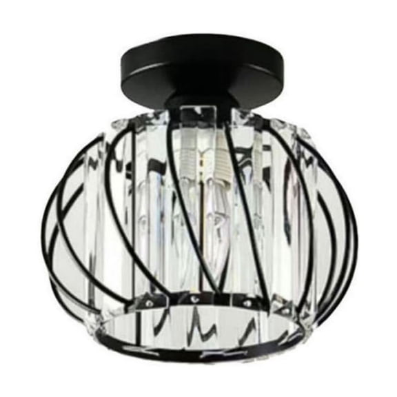 Semi Flush Mount Ceiling Light Fixture Antique Small Crystal Chandelier Indoor Lighting for Bathroom Hallway Cafe Bar Porch Hall（Black）