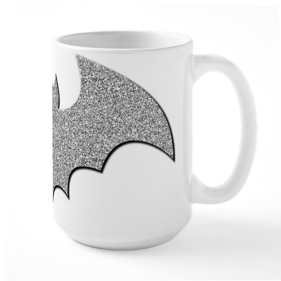 CafePress - Silver Glittery Bat - 15 oz Ceramic Large White Novelty Mug