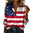 thumbnail image 2 of Wiyuqeen American Flag T Shirt Womens Tops Long Sleeve Satin Silk Button Down Shirts Casual Business Dressy Blouses 4th of July Outfits Multicolor XXL, 2 of 5
