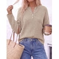 thumbnail image 4 of PRETTYGARDEN Women's Fall Button Up Cozy Pullover Sweaters | Stretchy Soft Knit, Drop Shoulder Long Sleeve Tops, Henley Crewneck Rolled Edge, Dressy Casual Blouses, Trendy Winter Clothes, 4 of 8