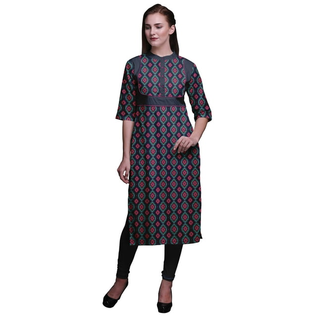 Bimba Kurta Imprimée Tunique Droite Hauts Femmes Tenue d'Été Kurti pour Dames