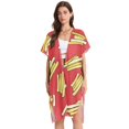 thumbnail image 2 of French Fries Women Swimsuit Cover up V Neck Beach Dress Short Sleeve Vacation Outfits Swimwear, 2 of 7