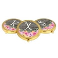 thumbnail image 4 of Koyal Wholesale Gold Compact Mirror Bridesmaid's Wedding Gift, Pink Floral Flowers on Rustic Gray Wood, Monogram X, 1-Pk, 4 of 5