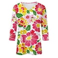 thumbnail image 7 of successthop Floral Blouses for Women Plus Size 3/4 Sleeve Shirt Lightweight Crewneck Casual Tops Print Clothes, 7 of 7