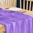 thumbnail image 4 of HomeDM Purple Table Runner, 35.4"x70.8" Gauze Table Runners, Boho Rustic Farmhouse Sheer Fabric Table Runner for Wedding Decor Christmas Birthday Party Decorations, 4 of 5