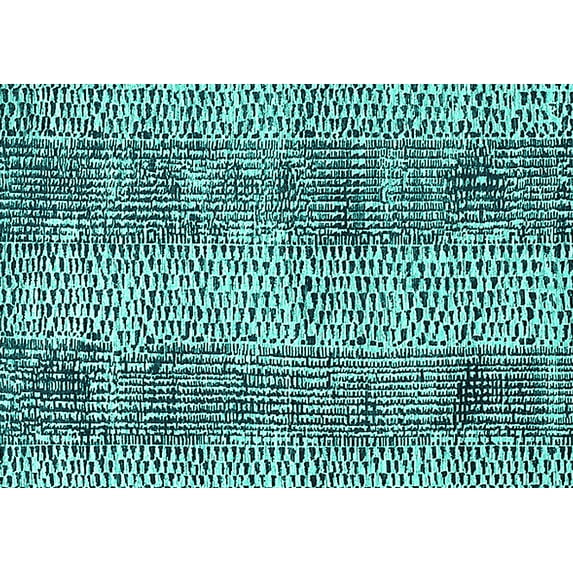 Ahgly Company Machine Washable Indoor Rectangle Solid Turquoise Blue Modern Area Rugs, 7' x 9'