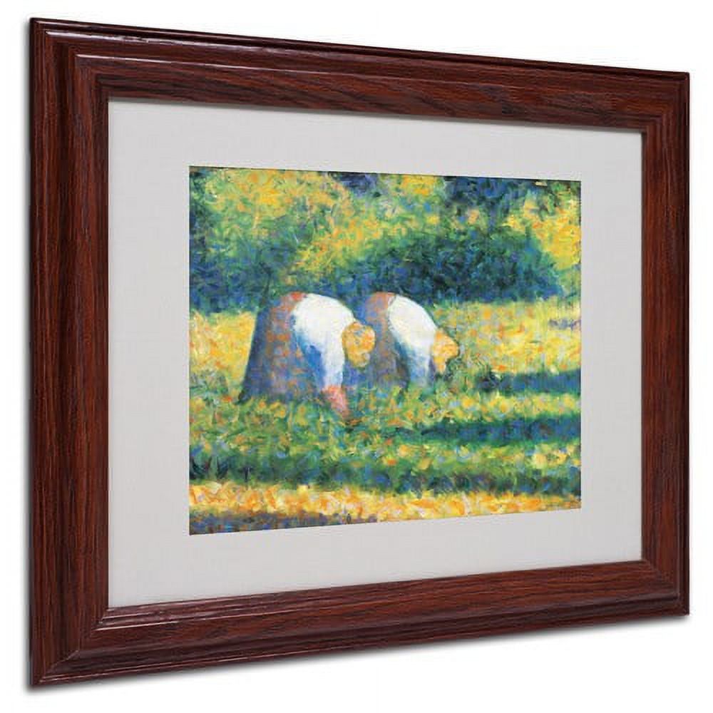 Trademark Fine Art "Farmers at Work 1882" Canvas Art by Georges Seurat, Wood Frame