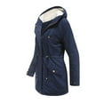 thumbnail image 5 of RYRJJ Women's Plus Size Parka Coat Fashion Winter Warm Windproof Snow Thicken Fleece Lined Anoraks Overcoat Drawstring Hooded Jacket with Pockets(Navy,L), 5 of 8