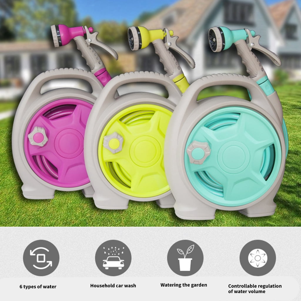 Compact 50FT Garden Hose Reel Design with Multi Pattern Nozzle for Versatile Use Water Hose