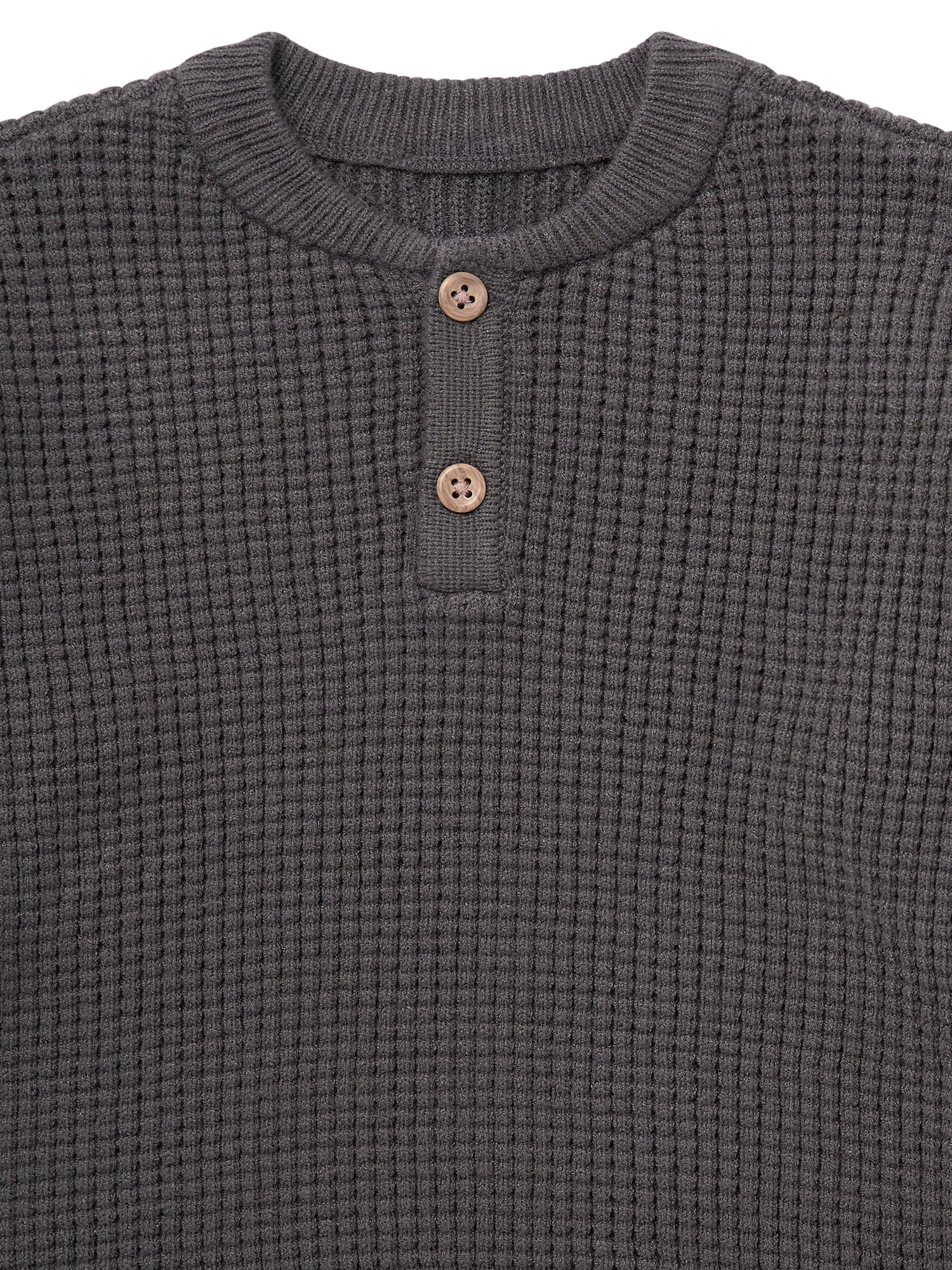 Modern Moments by Gerber Toddler Boy Waffle Henley Sweater Knit, 12 Months - 5T