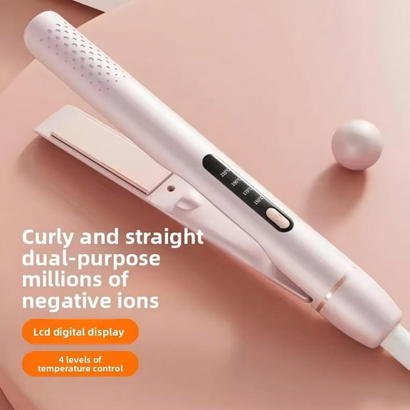 Portable 2-in-1 Ionic Ceramic Hair Straightener & Curler, USB Rechargeable Touch-Screen Flat Iron for Women – Anti-Scald, Adjustable Temp, Perfect for Airy Bangs, Fine/Short Hair