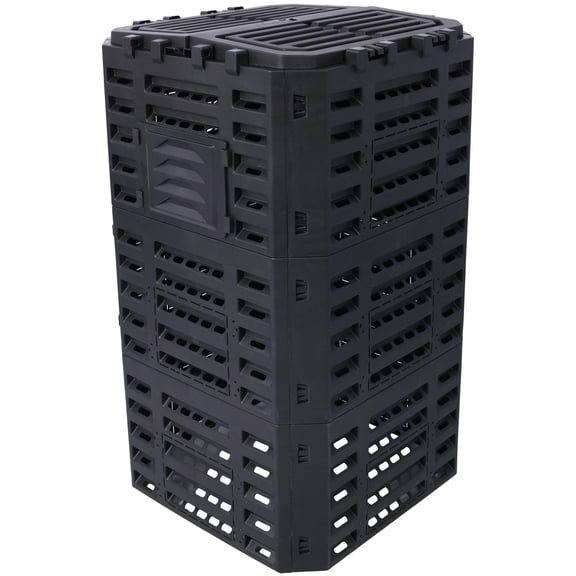 Large 132 Gallon Garden Composter Bin from Recycled Plastic - Easy Assembly Outdoor Compost Box for Fertile Soil, Black