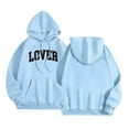 thumbnail image 2 of FASHOFT Womens Valentines Hoodies for Women Valentine Letter Print T-Shirt Long Sleeve Sweatshirt Holiday Casual Pullover Tops Light Blue L, 2 of 5