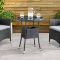 thumbnail image 1 of CorLiving Parksville Resin Wicker and Steel Round Outdoor Bistro Table with Glass Top and Flared Legs, Black, 1 of 7