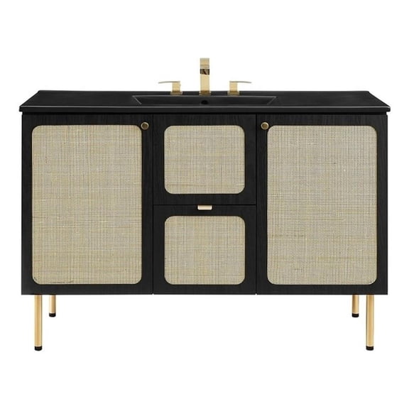 Modway Chaucer 48" Single Sink Wood & Metal Bathroom Vanity in Black