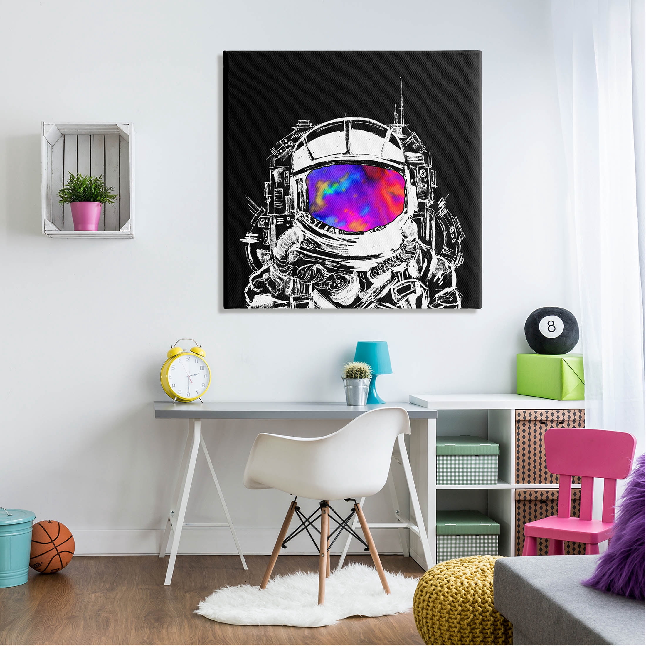 Astronaut Vivid Rainbow Nebula Art for Kids Graphic Art Gallery Wrapped Canvas Print Wall Art
