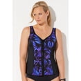 thumbnail image 3 of Swimsuits for All Women's Chlorine Resistant Sweetheart Zip Front Tankini Top, 3 of 6