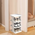 thumbnail image 2 of WRKEKC Clearance Foldable 4-Tier Shoe Rack, Space-Saving Metal Frame Organizer for Entry or Dorm, Easy Assembly Design with Slatted Shelves for Shoes, Boots, or Accessories, 2 of 6