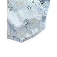thumbnail image 6 of Caoirhny Baby Romper with Hairband, Kids Floral Print Round Neck Fly Sleeve Bodysuit+ Headband for Summer, Blue/Yellow, 0-24 Months, 6 of 6