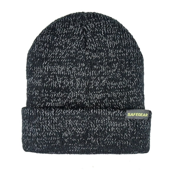 Reflective Knit Hat, Safety Beanie, Winter Hat, Black, SAFEGEAR