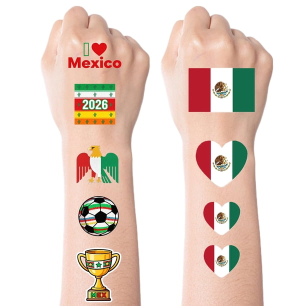 Tatuajes temporales de la bandera de México CLEAFF, 45 piezas, resistentes al agua
